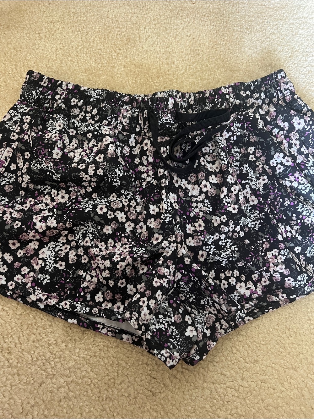 RBX Black Floral Elastic Waist Shorts
